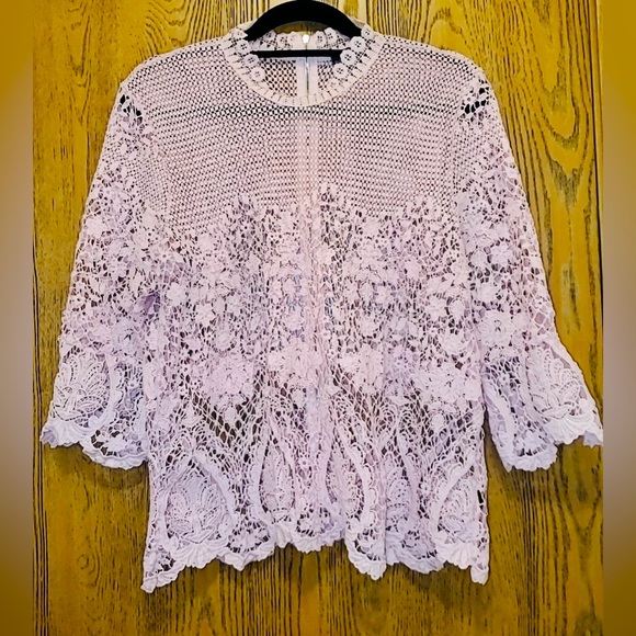 Bold Elements Pink Lace Blouse | EUC | XXL | 3/4 Sleeves - Picture 8 of 10